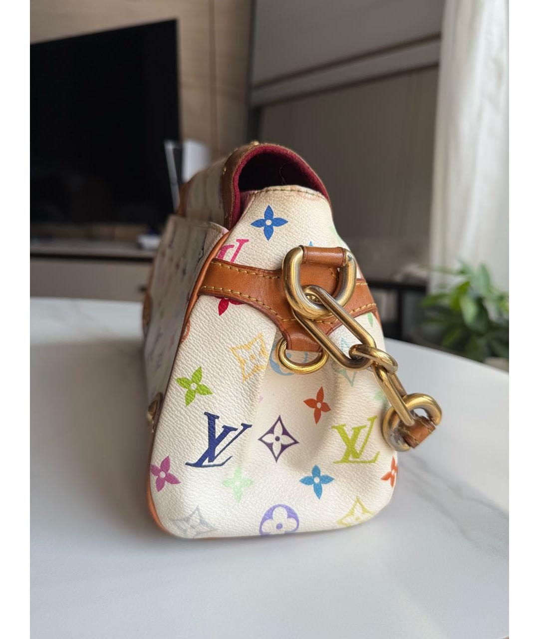 LOUIS VUITTON Белая канва сумка с короткими ручками, фото 5