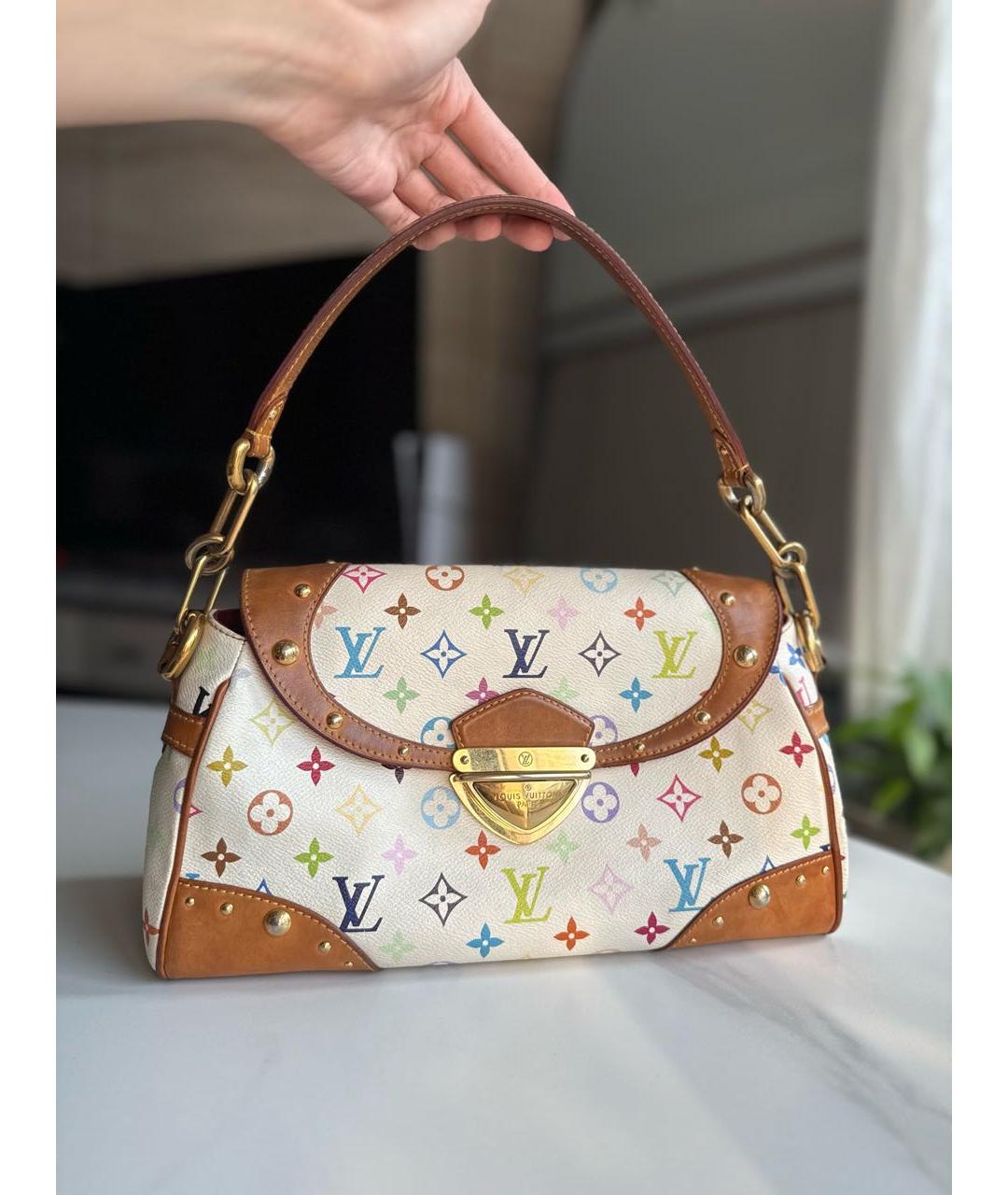 LOUIS VUITTON Белая канва сумка с короткими ручками, фото 2