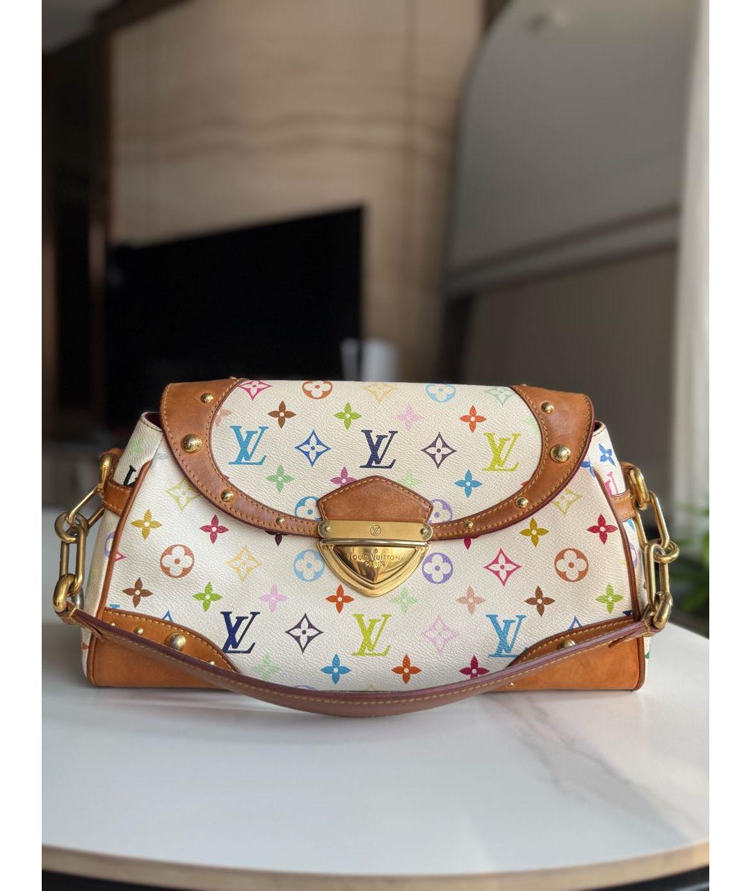 LOUIS VUITTON Белая канва сумка с короткими ручками, фото 3