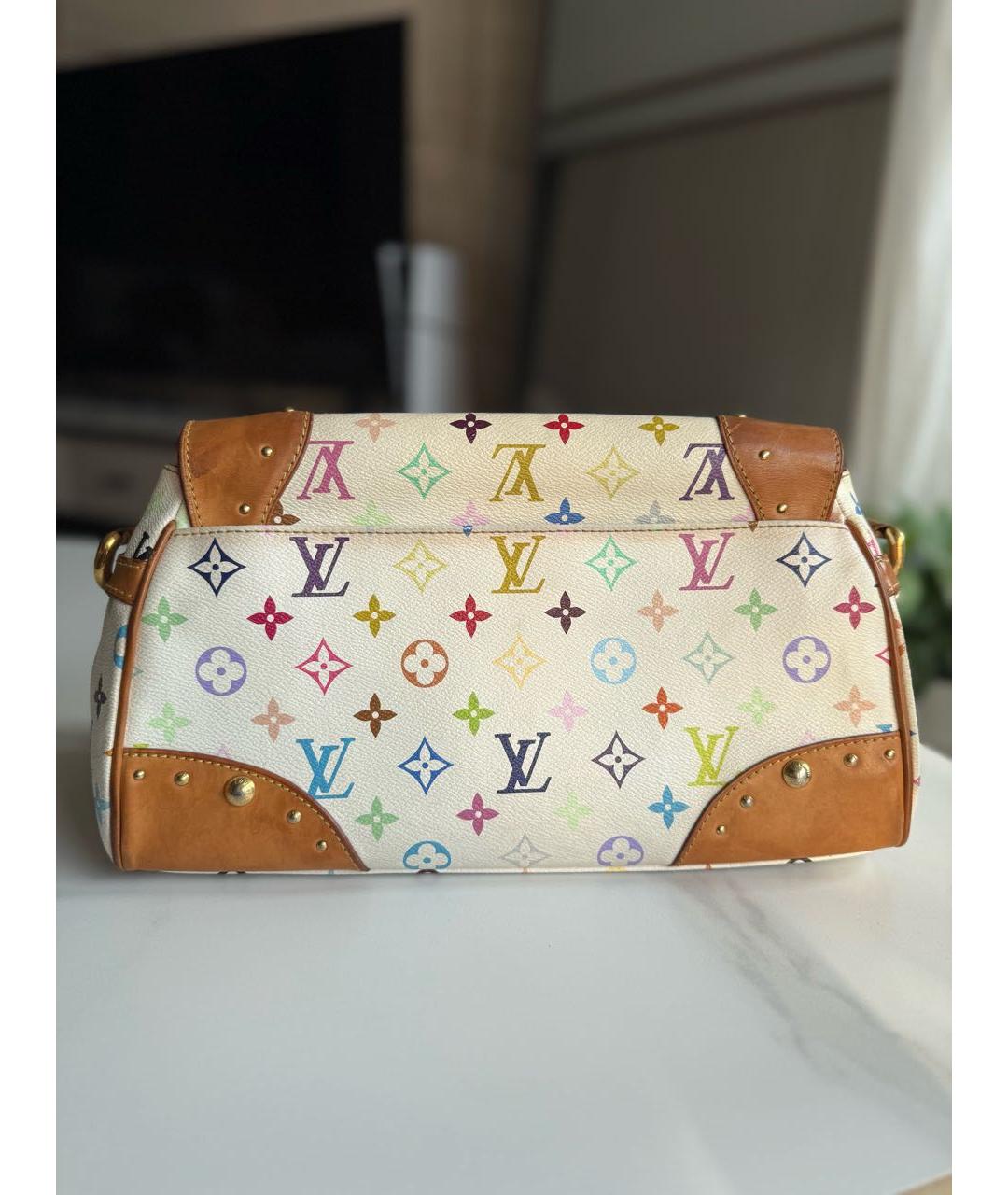 LOUIS VUITTON Белая канва сумка с короткими ручками, фото 6