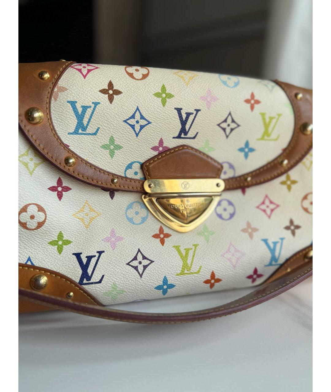 LOUIS VUITTON Белая канва сумка с короткими ручками, фото 4