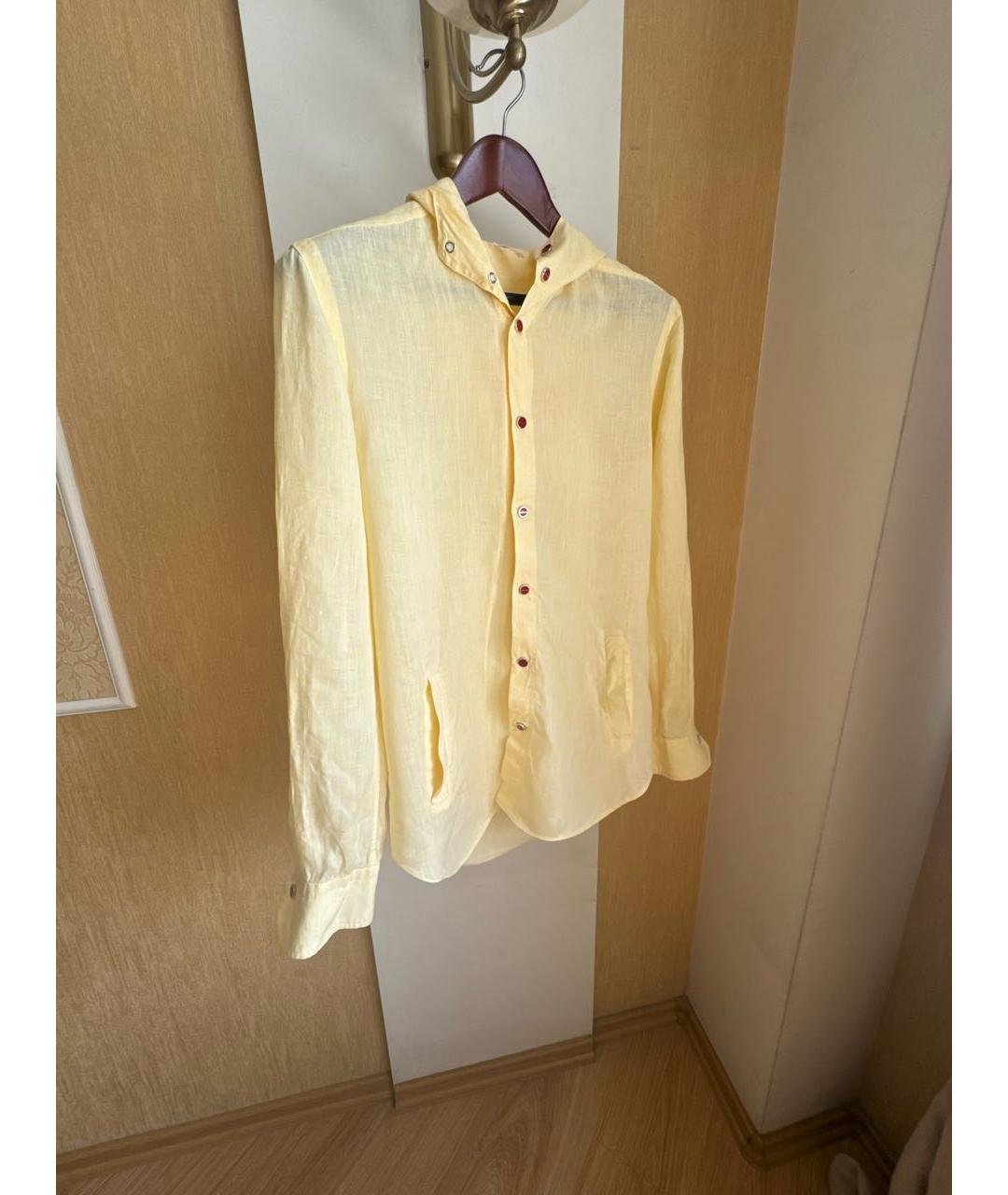 KITON Желтая льняная кэжуал рубашка, фото 9