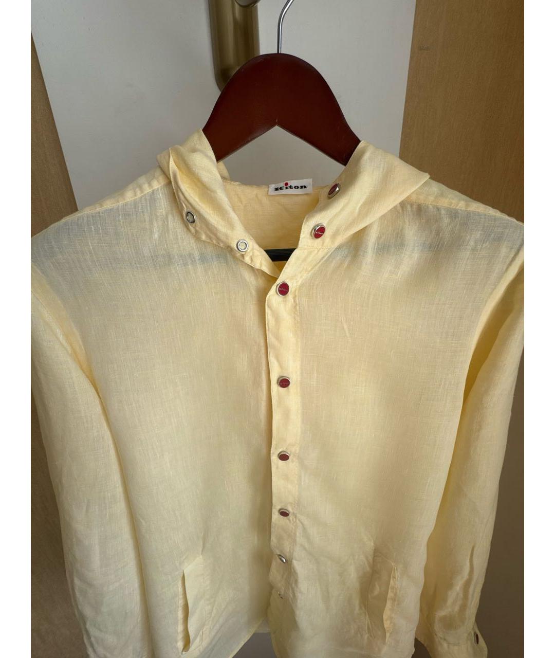 KITON Желтая льняная кэжуал рубашка, фото 3