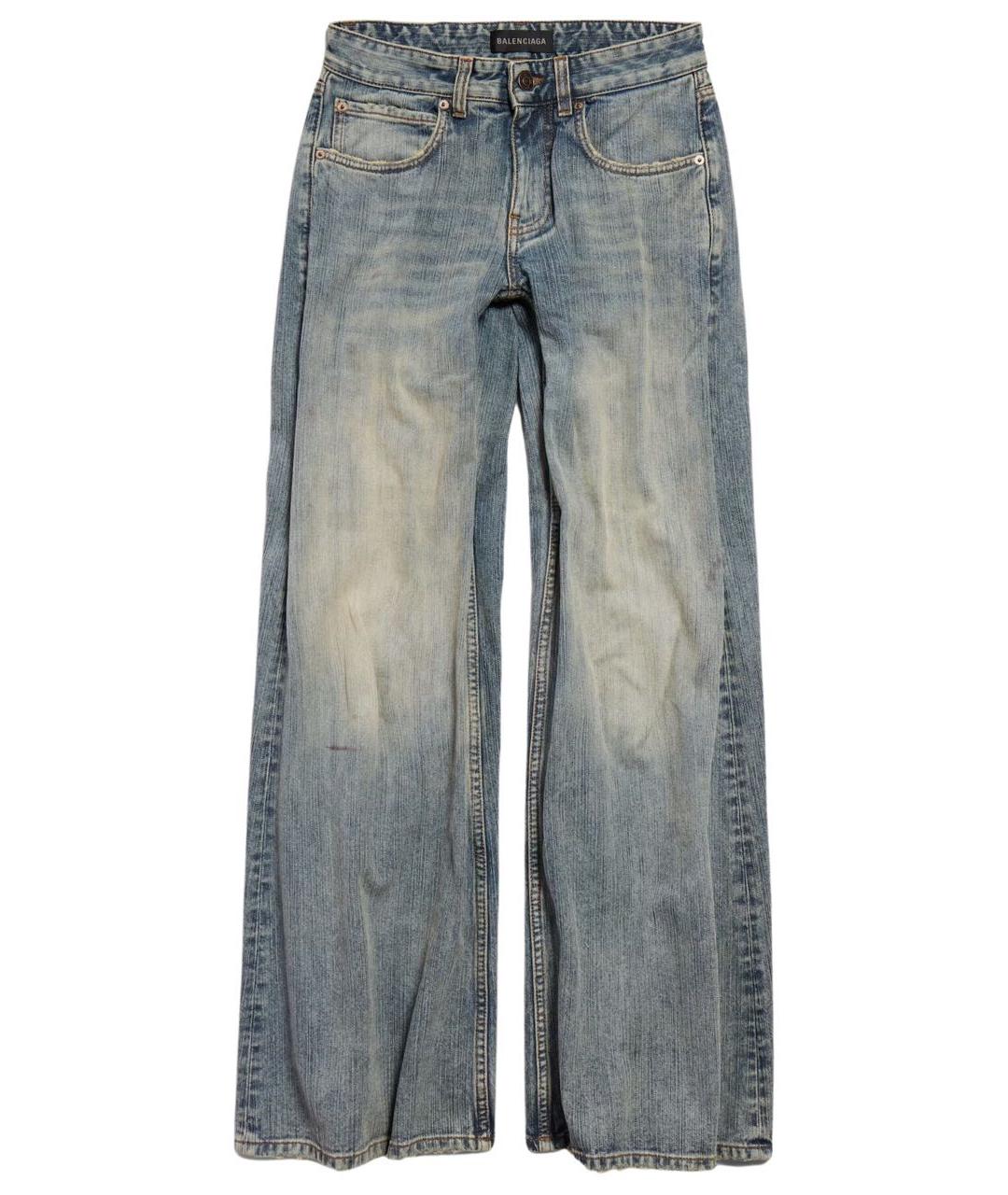 BALENCIAGA Голубые хлопковые прямые джинсы, фото 1