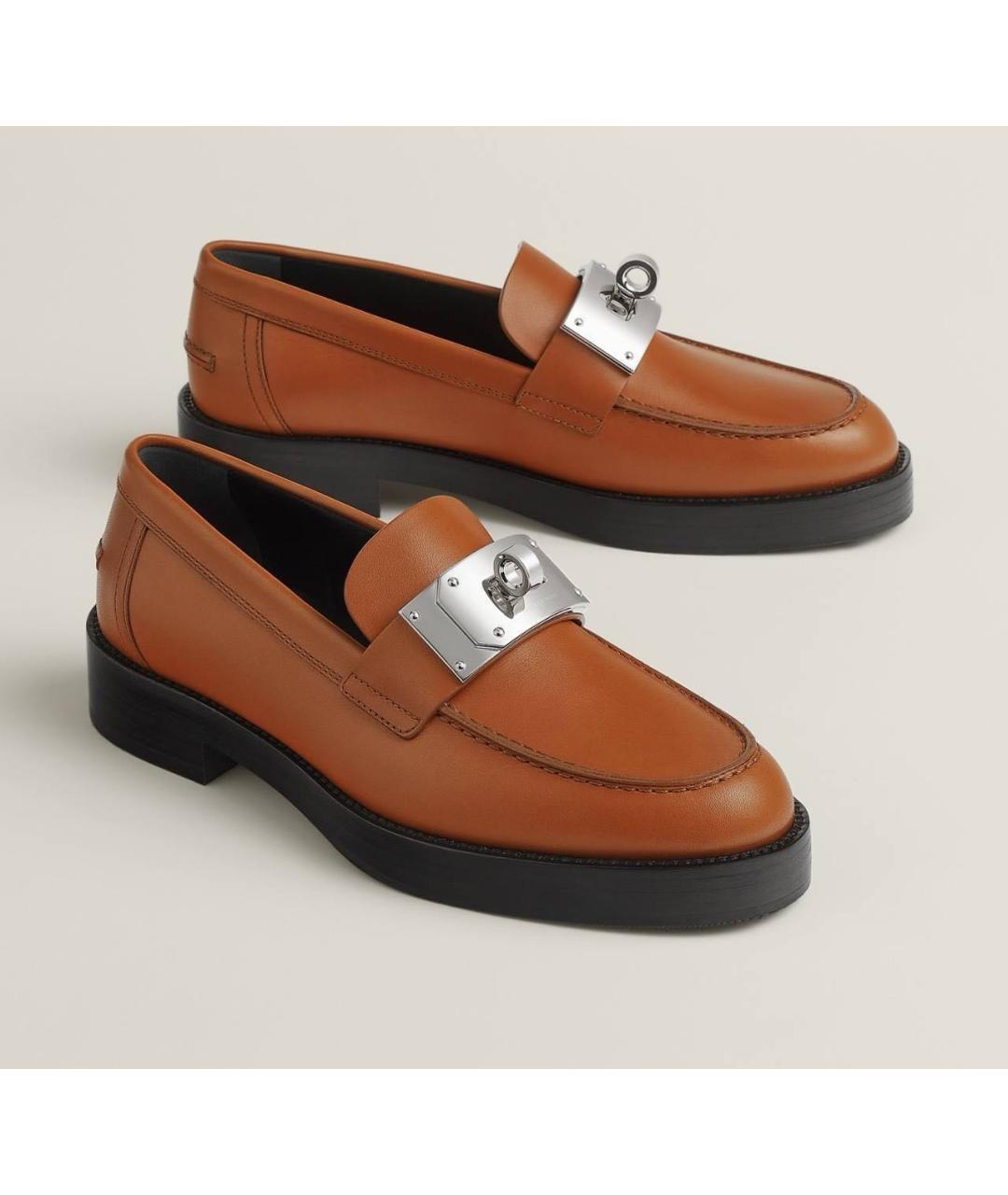 HERMES Коричневые кожаные лоферы, фото 5