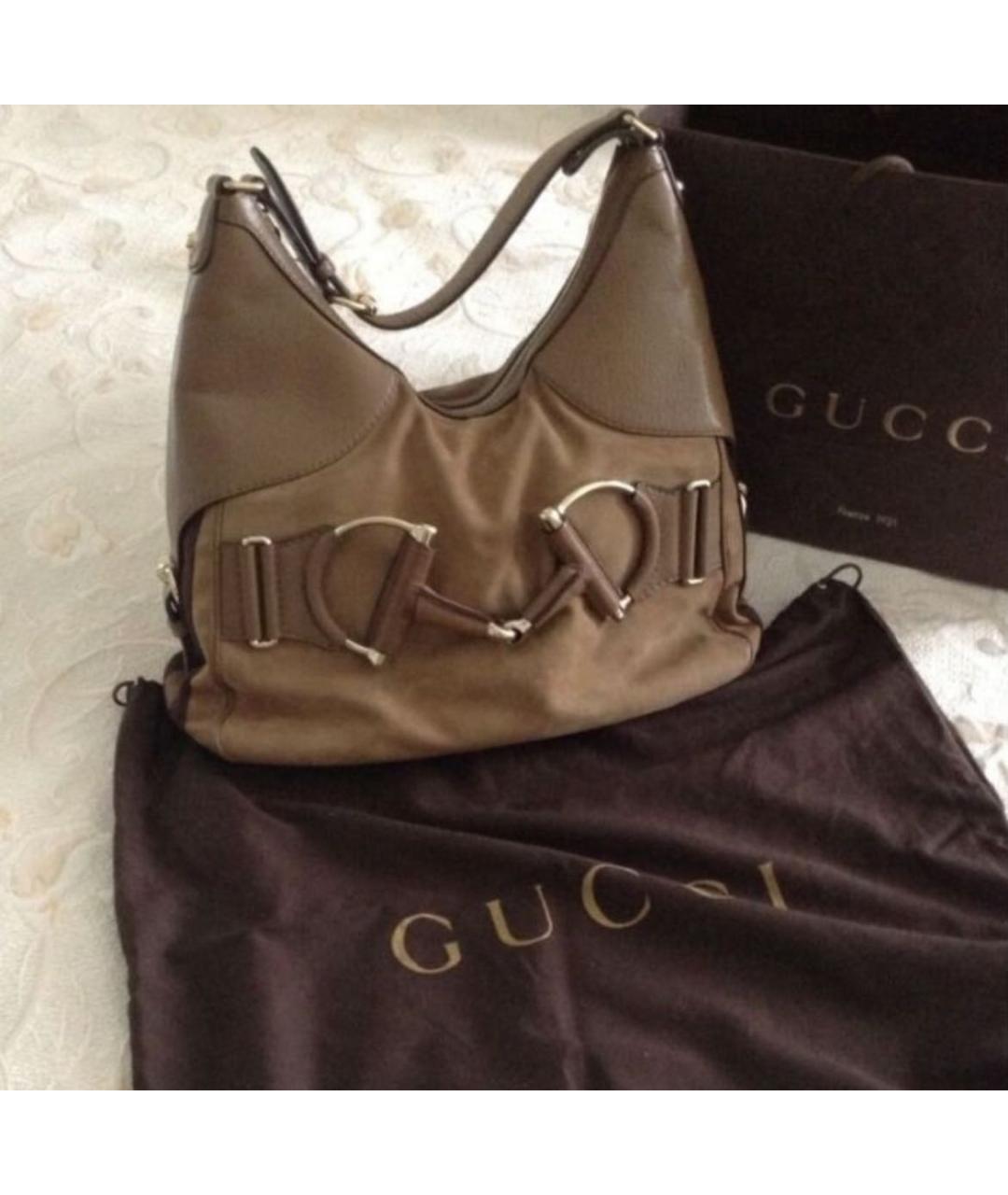 GUCCI Бежевая замшевая сумка с короткими ручками, фото 2
