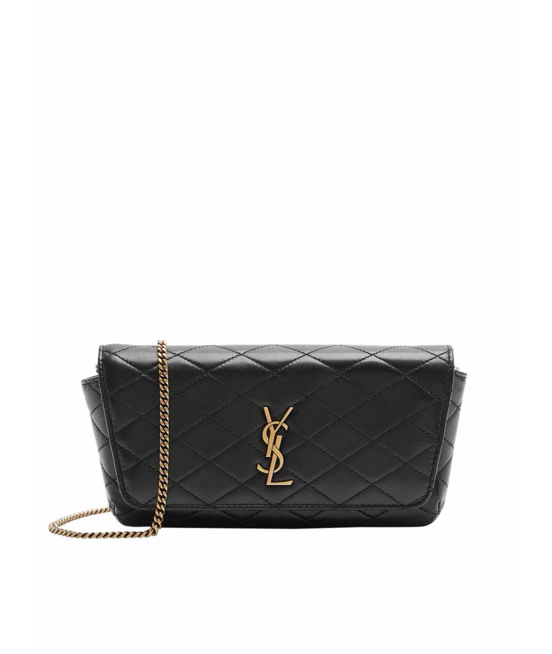 SAINT LAURENT Черная кожаная сумка через плечо, фото 9