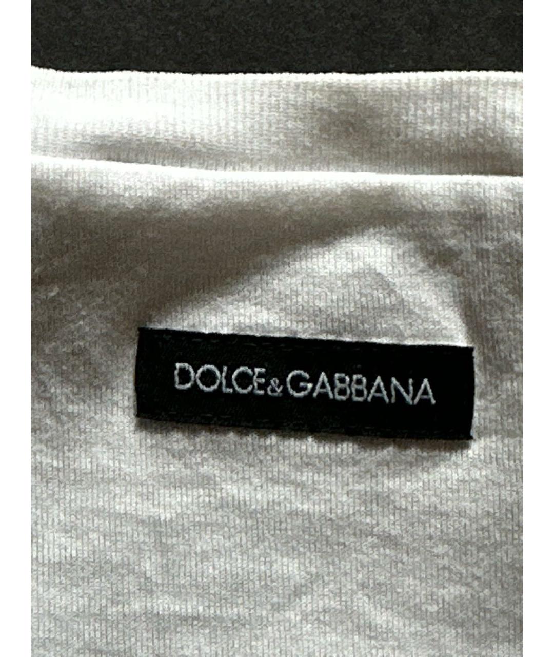 DOLCE&GABBANA Белая хлопковая футболка, фото 4