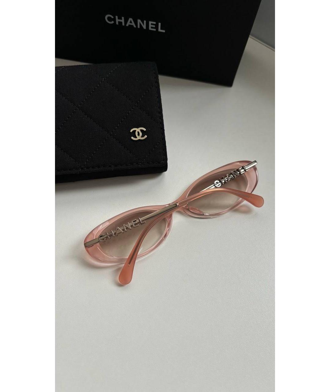CHANEL Розовые пластиковые солнцезащитные очки, фото 3