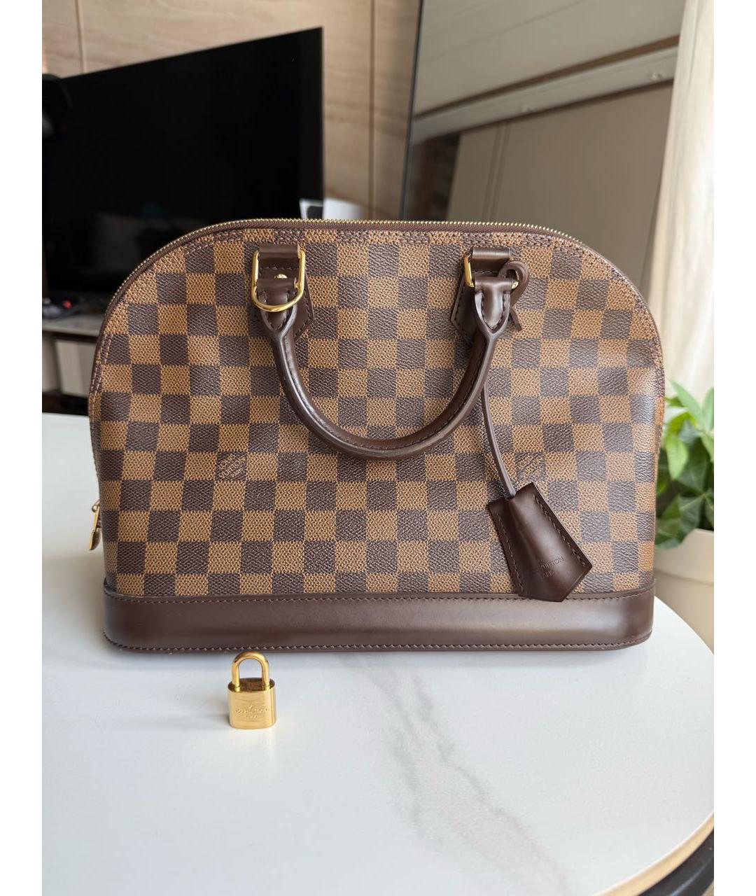 LOUIS VUITTON Коричневая канва сумка с короткими ручками, фото 3