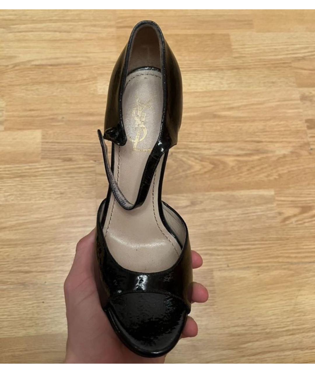 SAINT LAURENT Черные туфли из лакированной кожи, фото 6