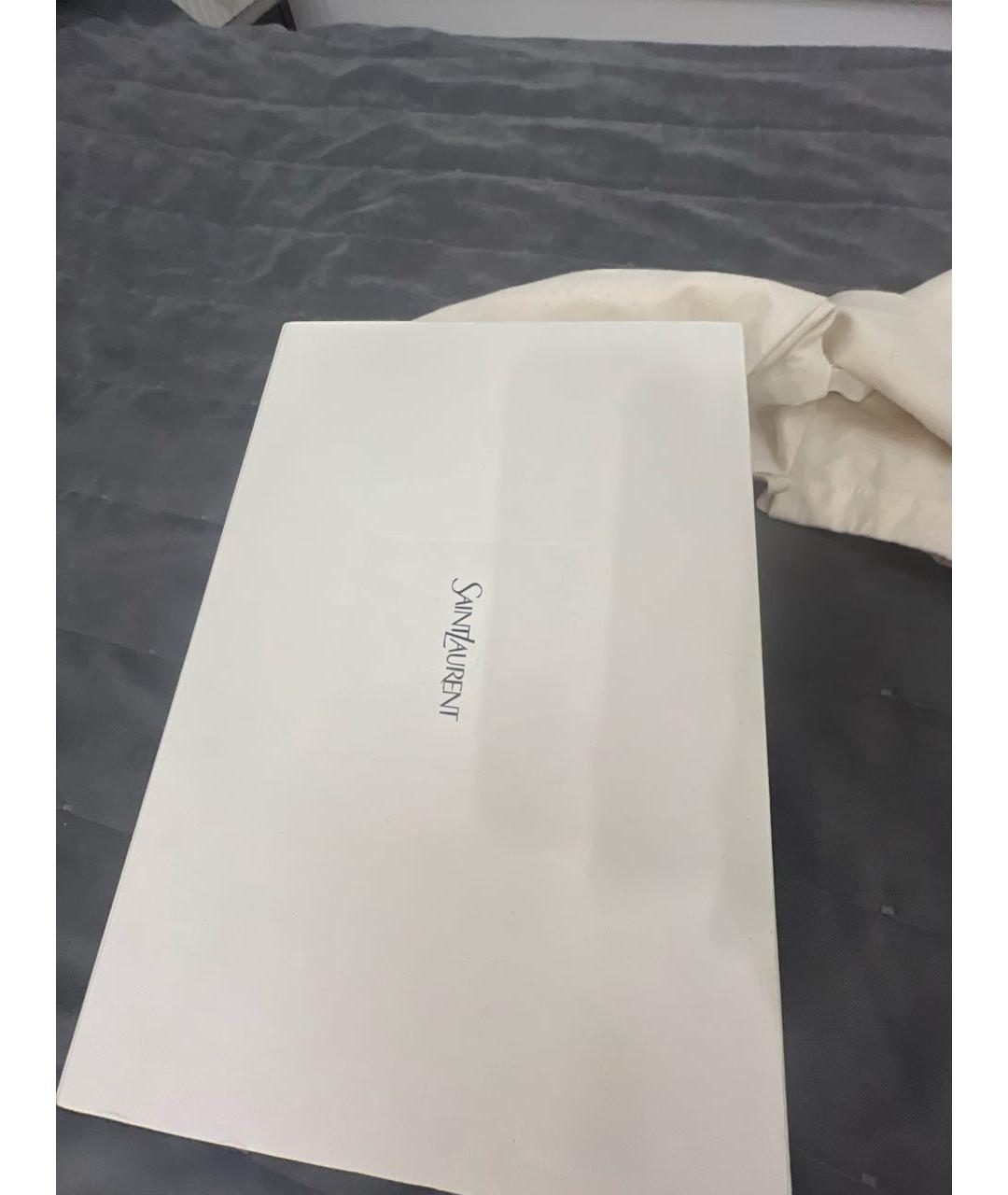 SAINT LAURENT Бордовые кожаные мюли, фото 5