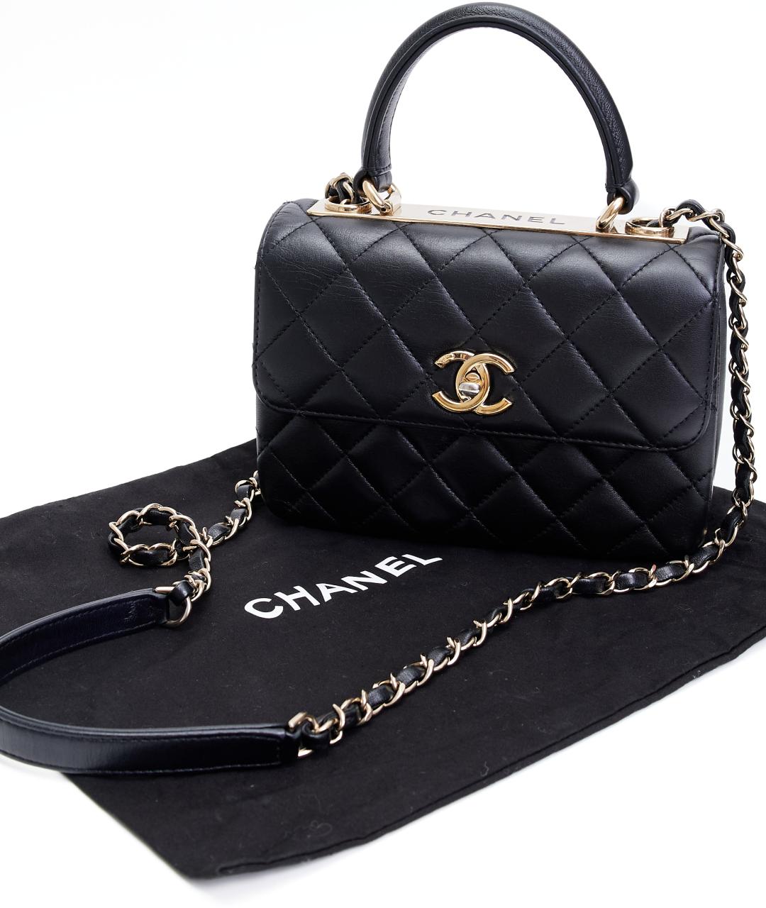 CHANEL Черная кожаная сумка через плечо, фото 6