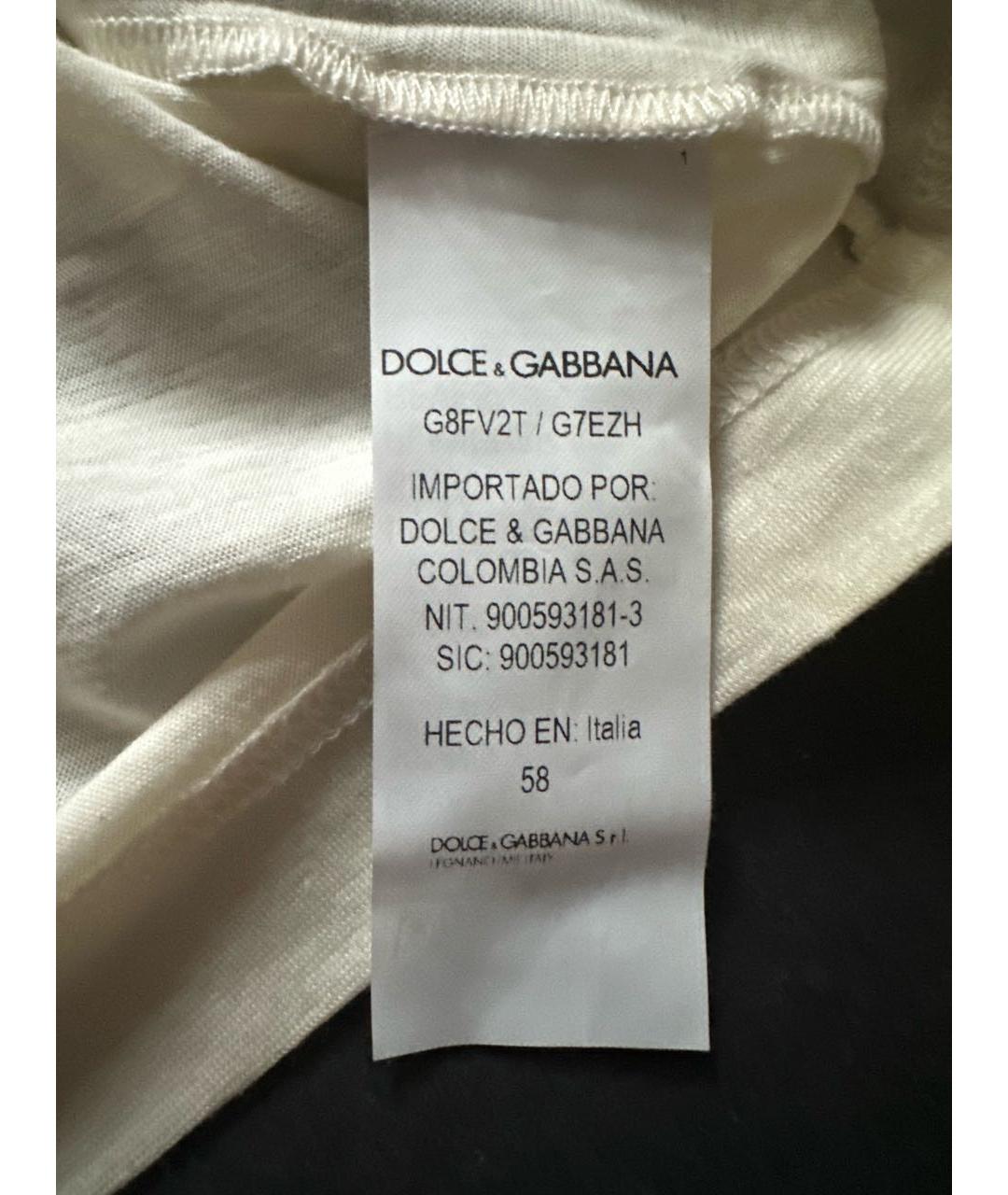 DOLCE&GABBANA Бежевая хлопковая футболка, фото 8