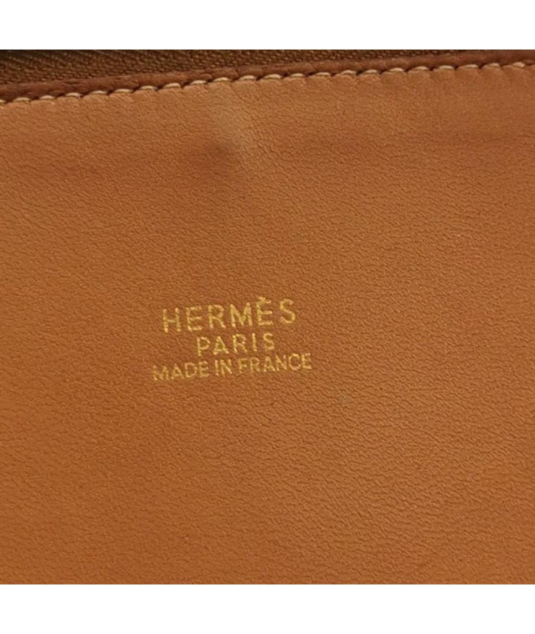 HERMES Коричневая кожаная сумка с короткими ручками, фото 6