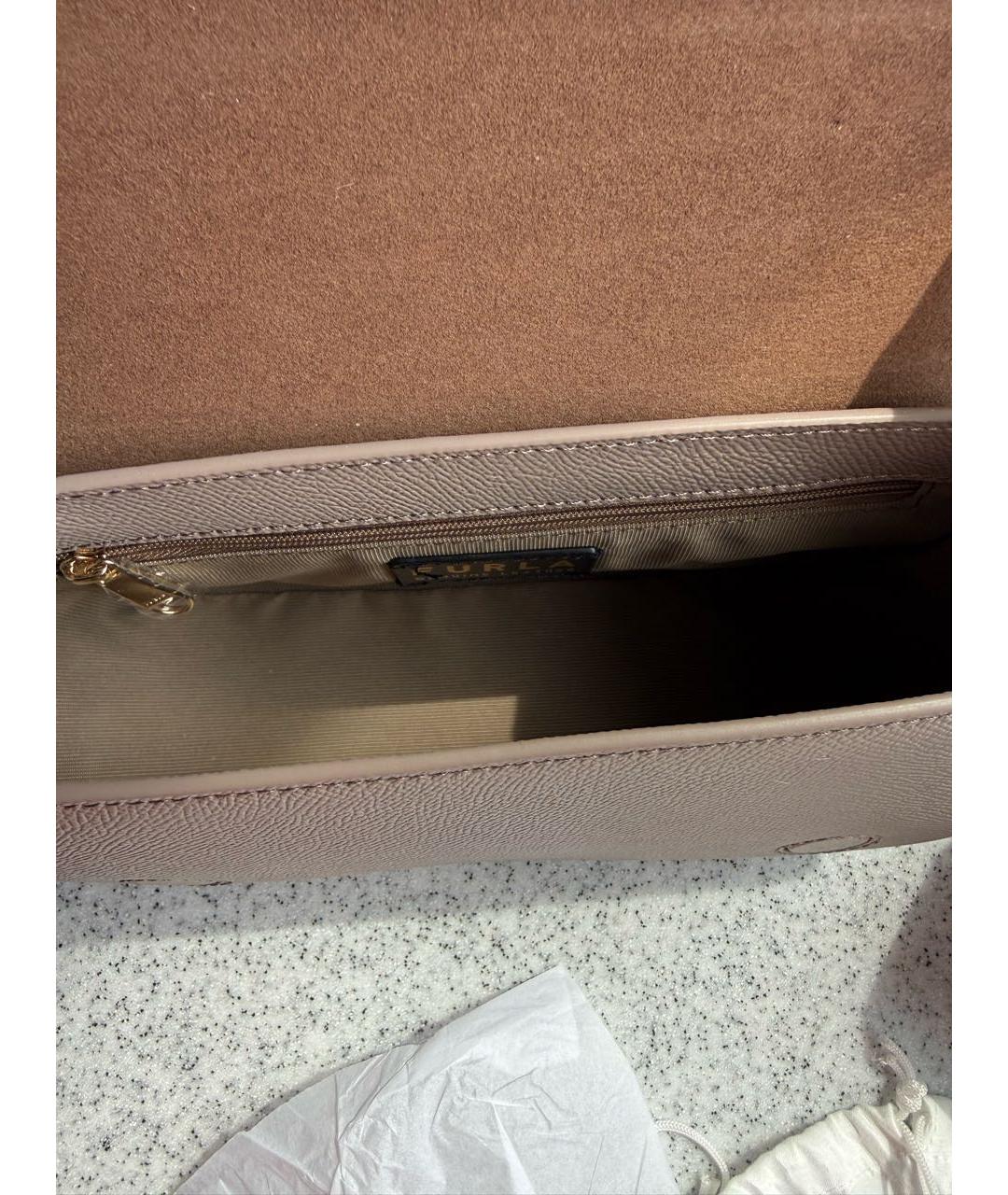 FURLA Бежевая кожаная сумка через плечо, фото 4
