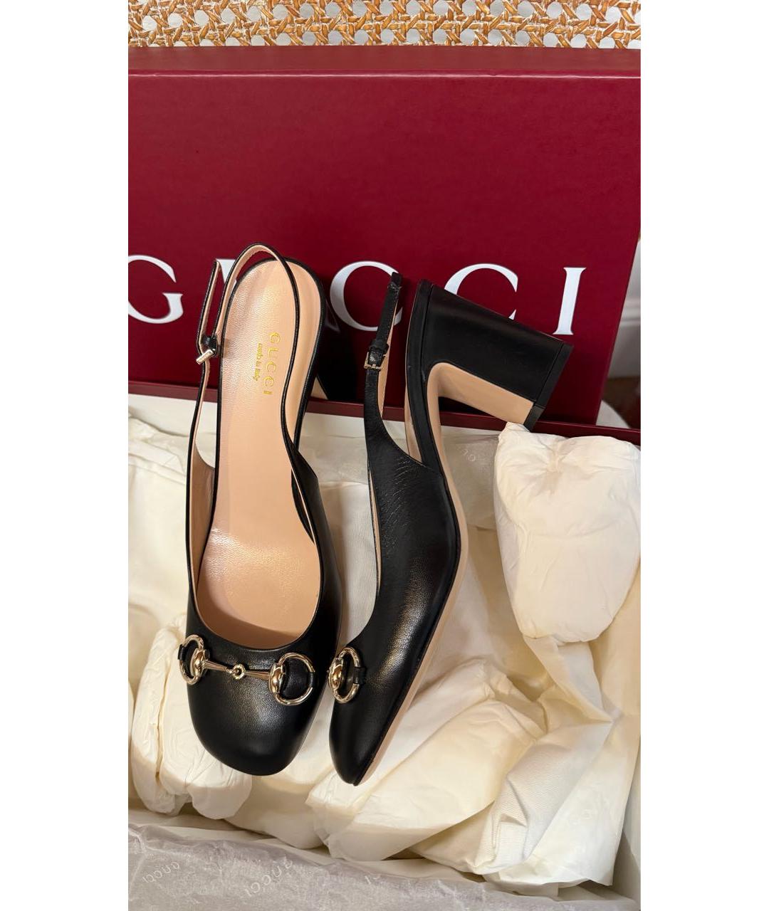 GUCCI Черные кожаные босоножки, фото 9