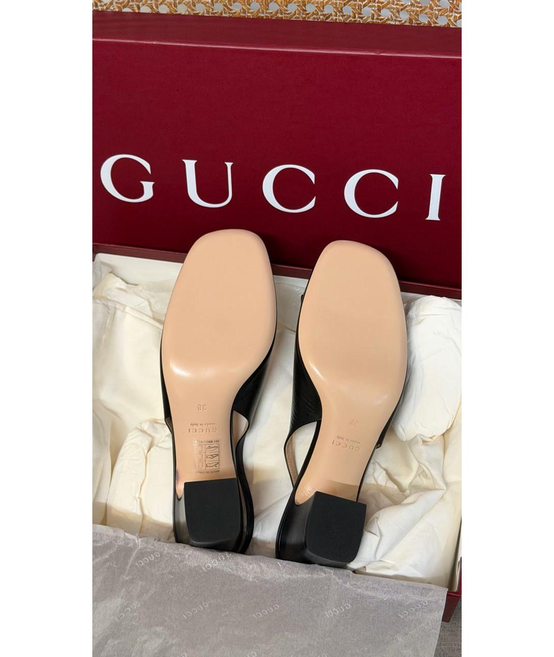 GUCCI Черные кожаные босоножки, фото 4