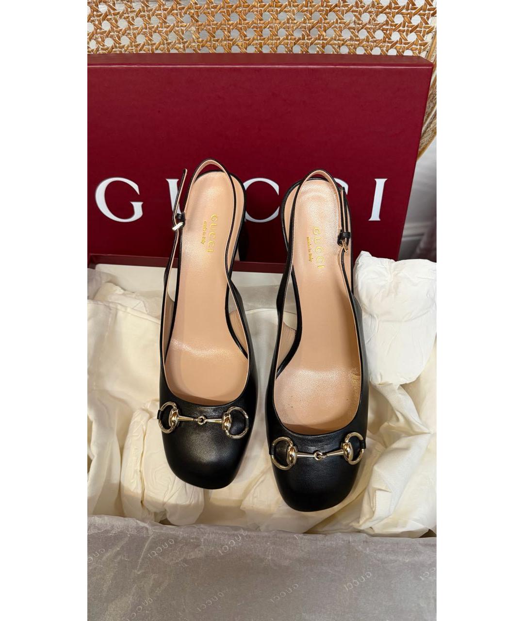 GUCCI Черные кожаные босоножки, фото 3