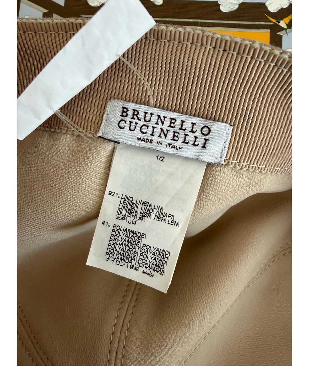 BRUNELLO CUCINELLI Бежевая льняная кепка, фото 8