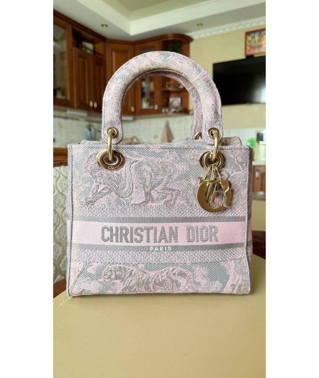 CHRISTIAN DIOR Розовая хлопковая сумка с короткими ручками, фото 5