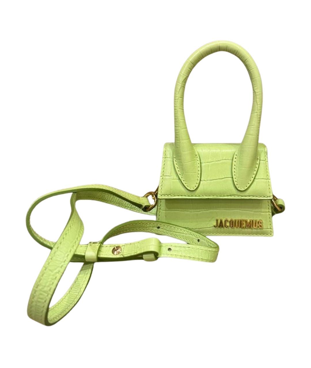 JACQUEMUS Салатовая кожаная сумка с короткими ручками, фото 1