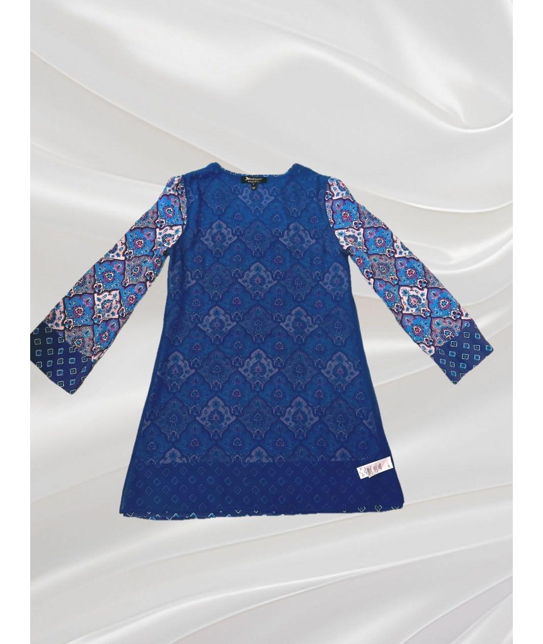 JUICY COUTURE Темно-синее шелковое повседневное платье, фото 3
