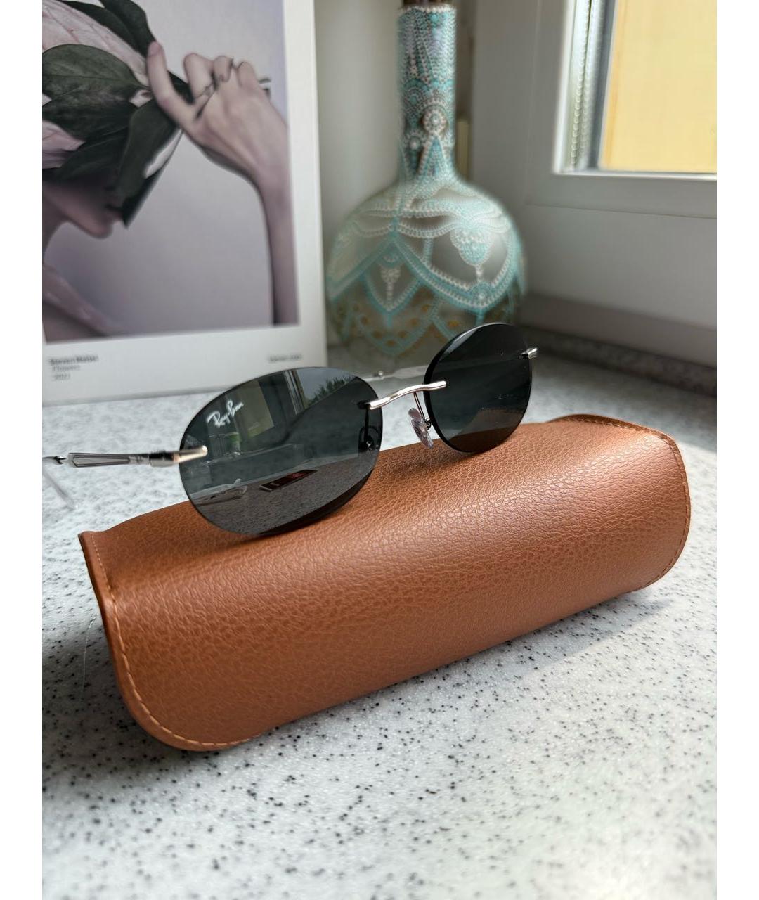 RAY BAN Серебряные металлические солнцезащитные очки, фото 3