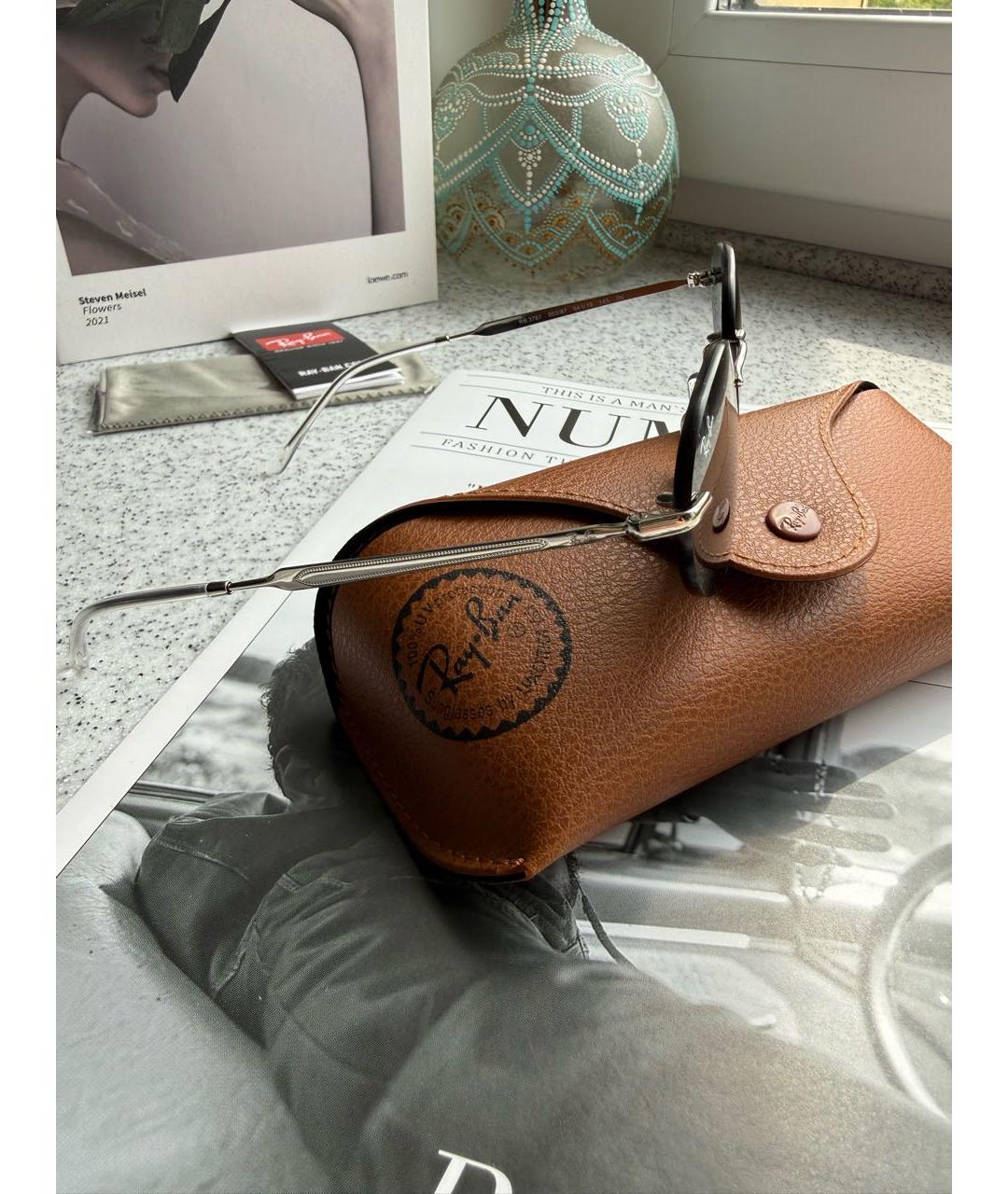 RAY BAN Серебряные металлические солнцезащитные очки, фото 2