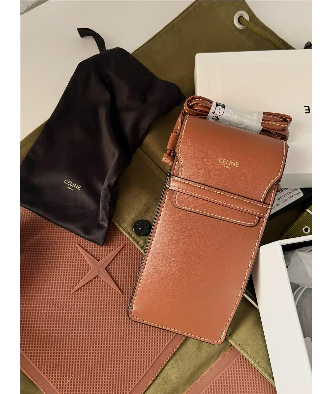 CELINE Коричневая кожаная сумка через плечо, фото 4