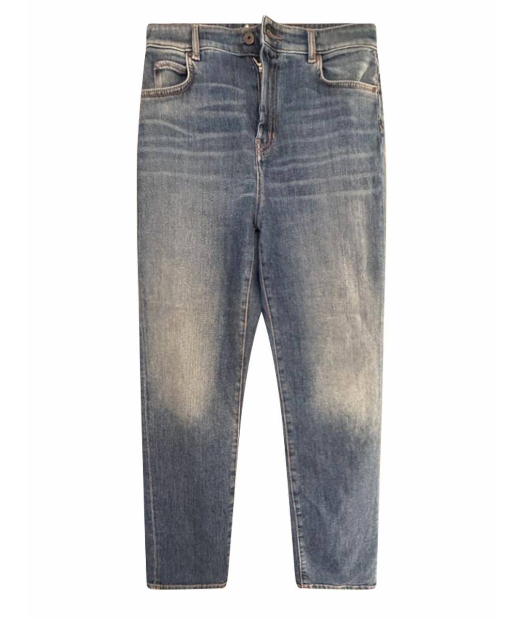 MAX MARA Голубые хлопко-эластановые прямые джинсы, фото 1