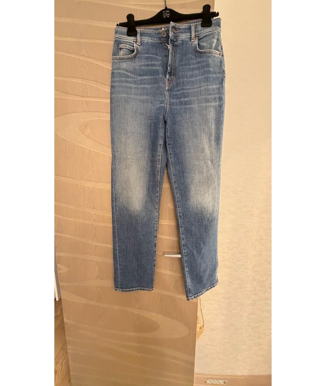 MAX MARA Голубые хлопко-эластановые прямые джинсы, фото 9
