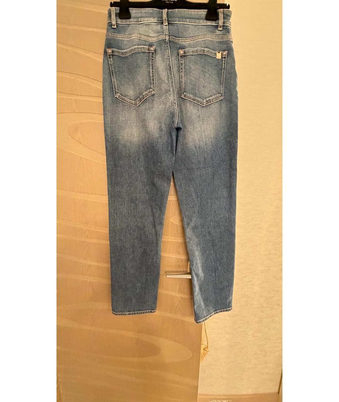 MAX MARA Голубые хлопко-эластановые прямые джинсы, фото 2