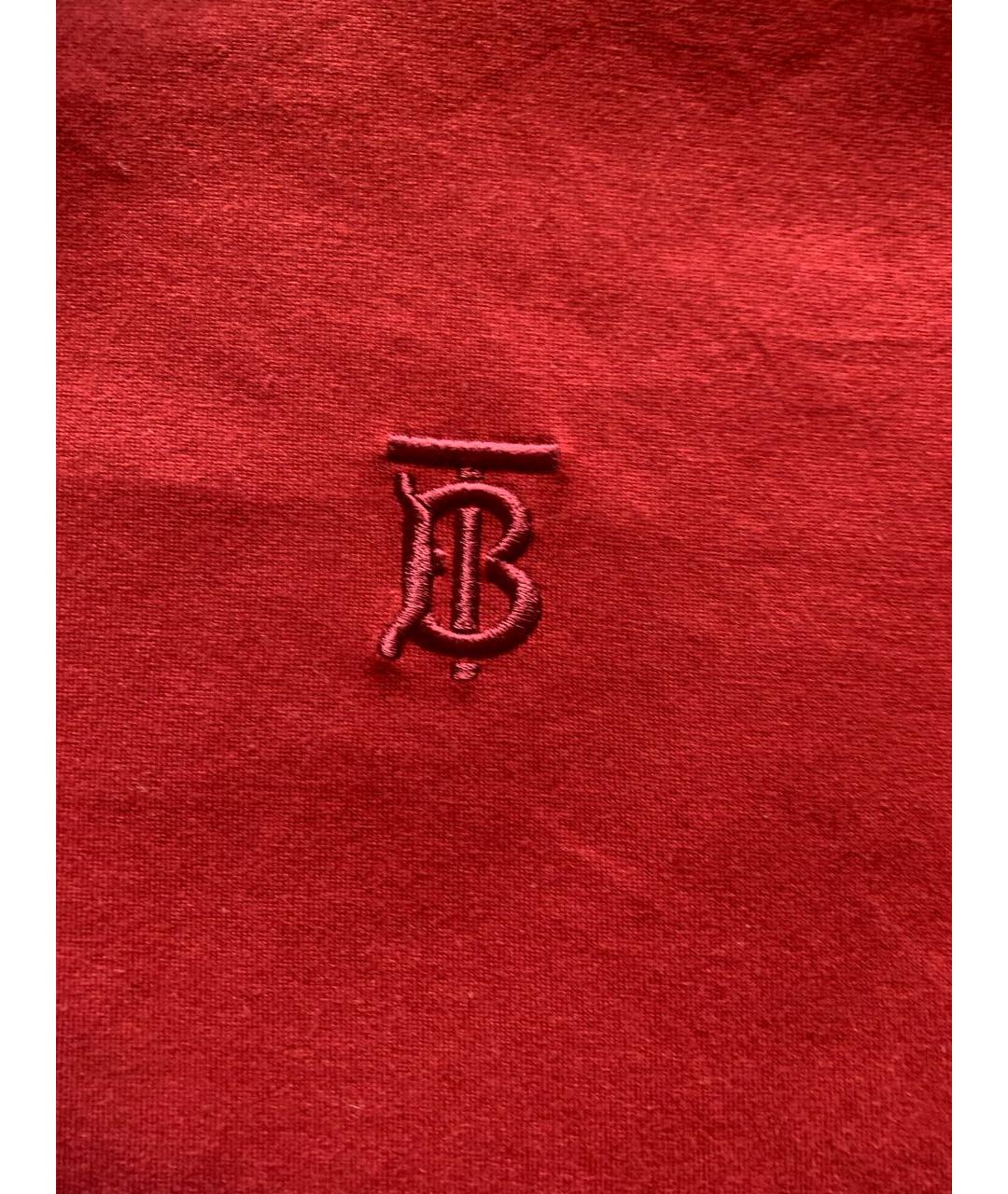 BURBERRY Красная хлопковая футболка, фото 4