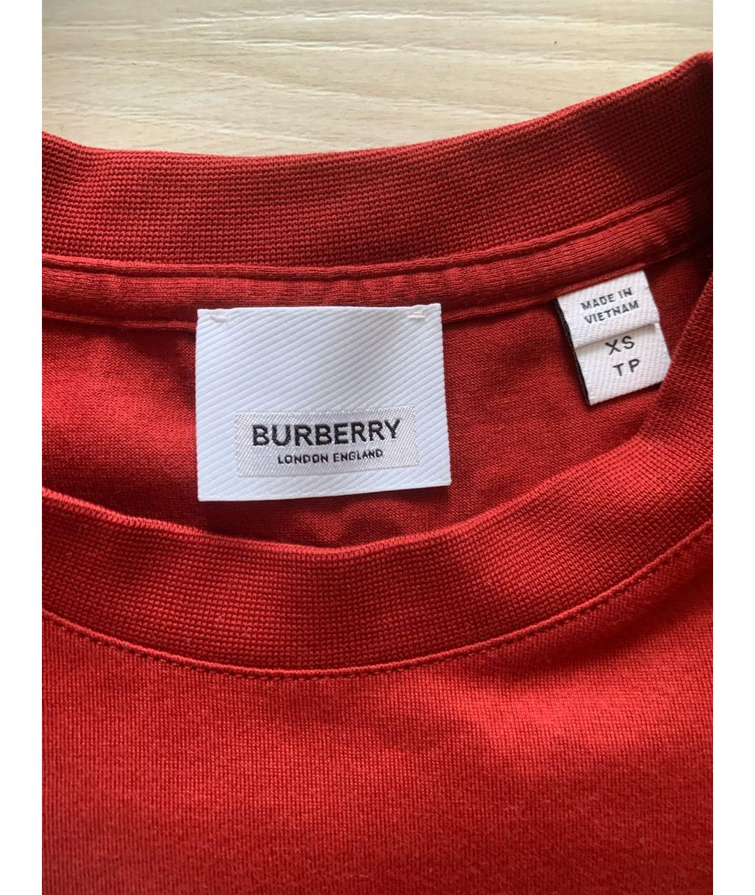 BURBERRY Красная хлопковая футболка, фото 3