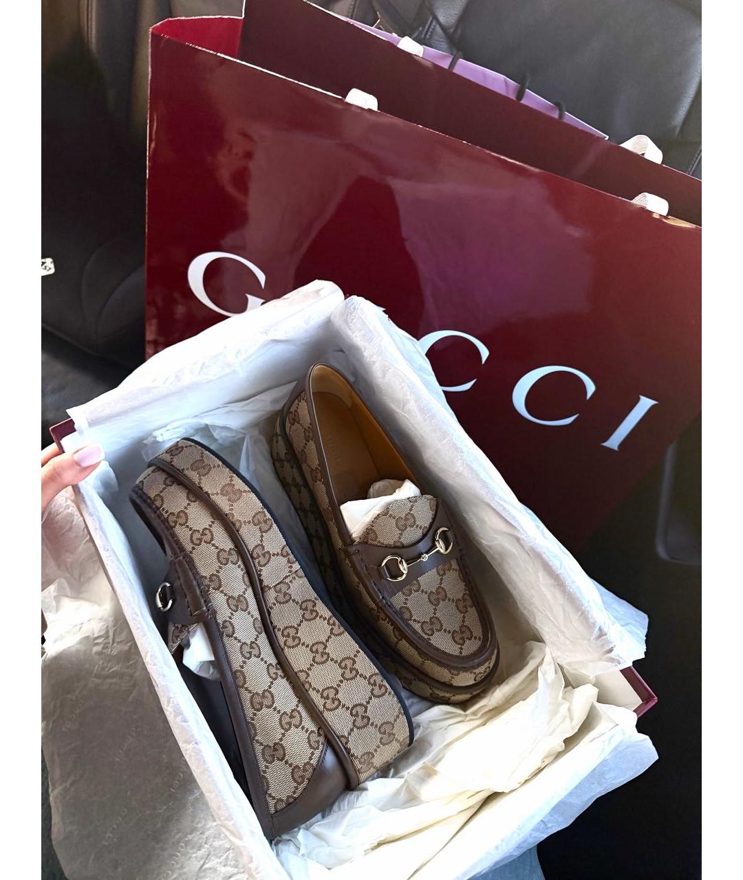 GUCCI Бежевые лоферы, фото 3