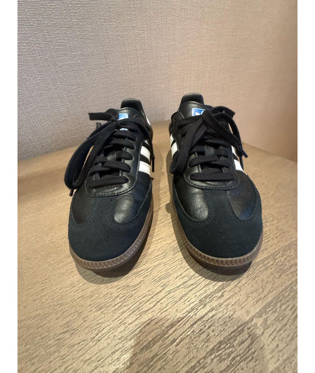 ADIDAS Черные кожаные кеды, фото 2