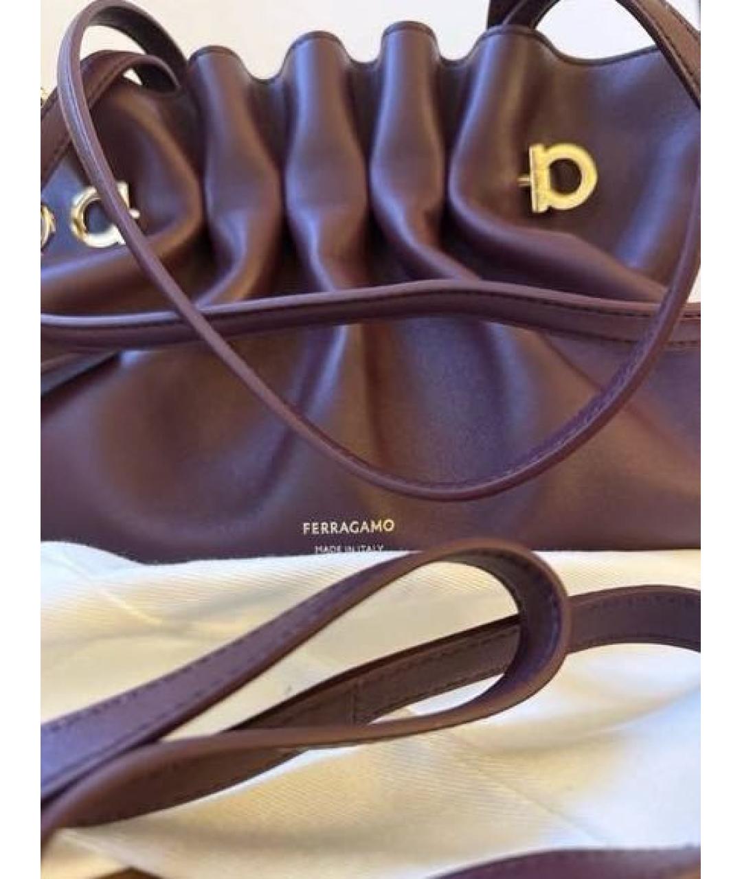 FERRAGAMO Бордовая кожаная сумка через плечо, фото 4