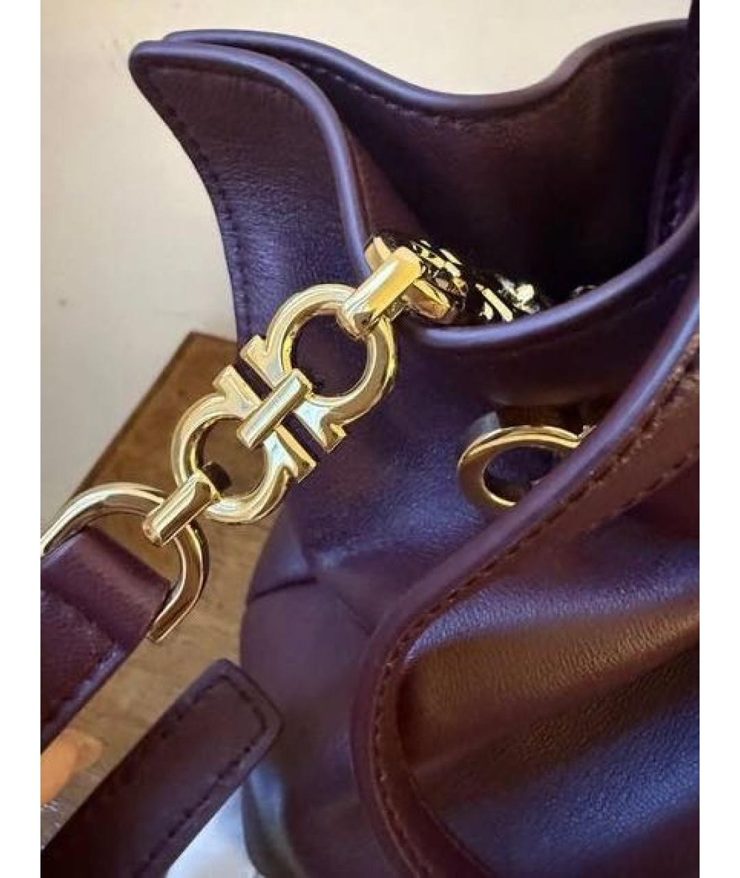 FERRAGAMO Бордовая кожаная сумка через плечо, фото 5