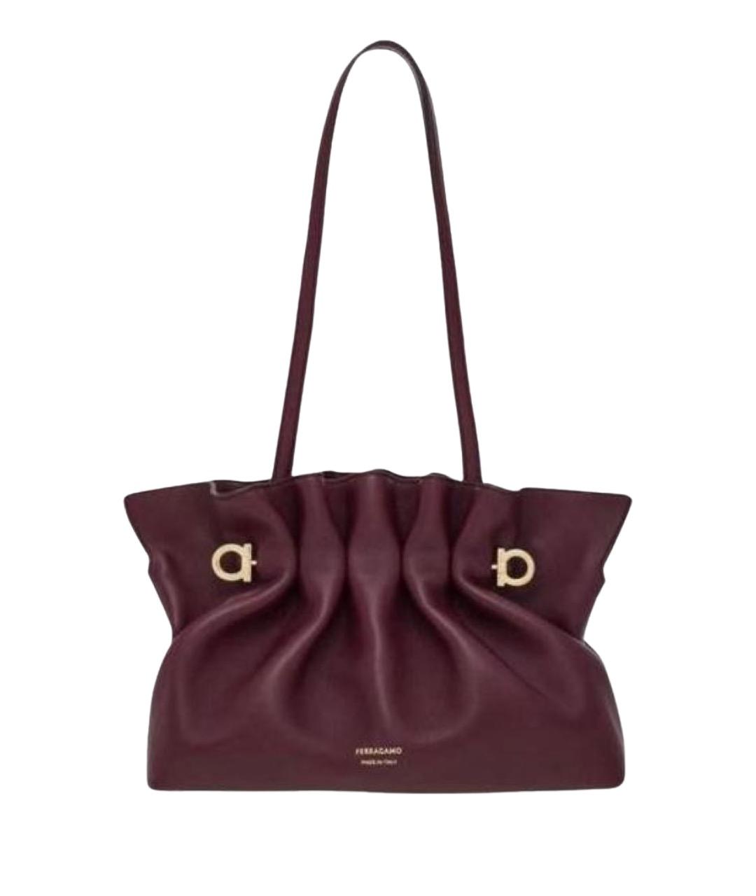 FERRAGAMO Бордовая кожаная сумка через плечо, фото 1