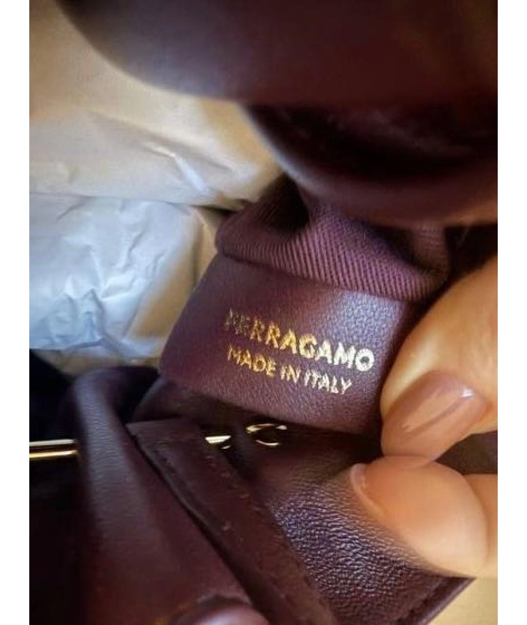 FERRAGAMO Бордовая кожаная сумка через плечо, фото 6