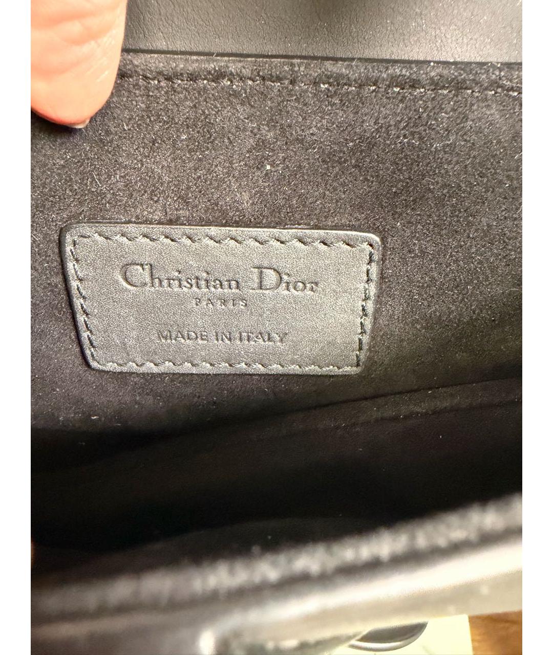 CHRISTIAN DIOR Черная кожаная сумка с короткими ручками, фото 7