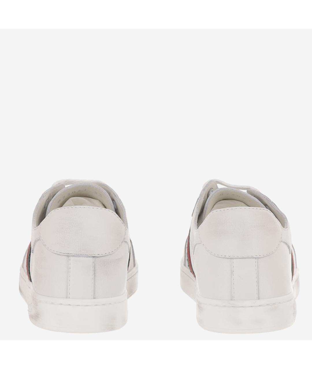 GUCCI Белые кожаные кеды, фото 4