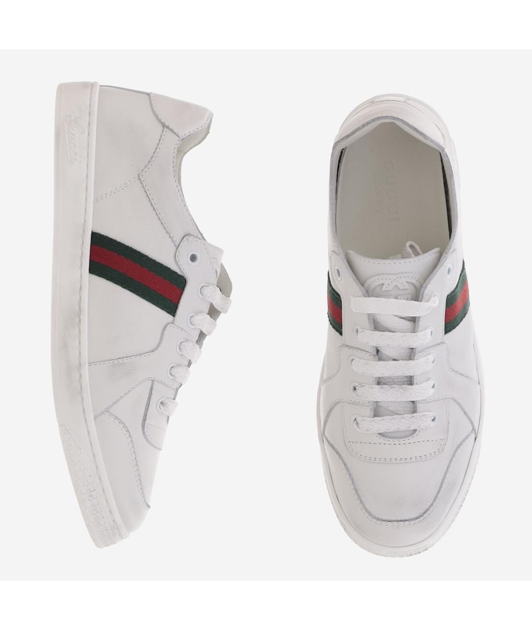 GUCCI Белые кожаные кеды, фото 2