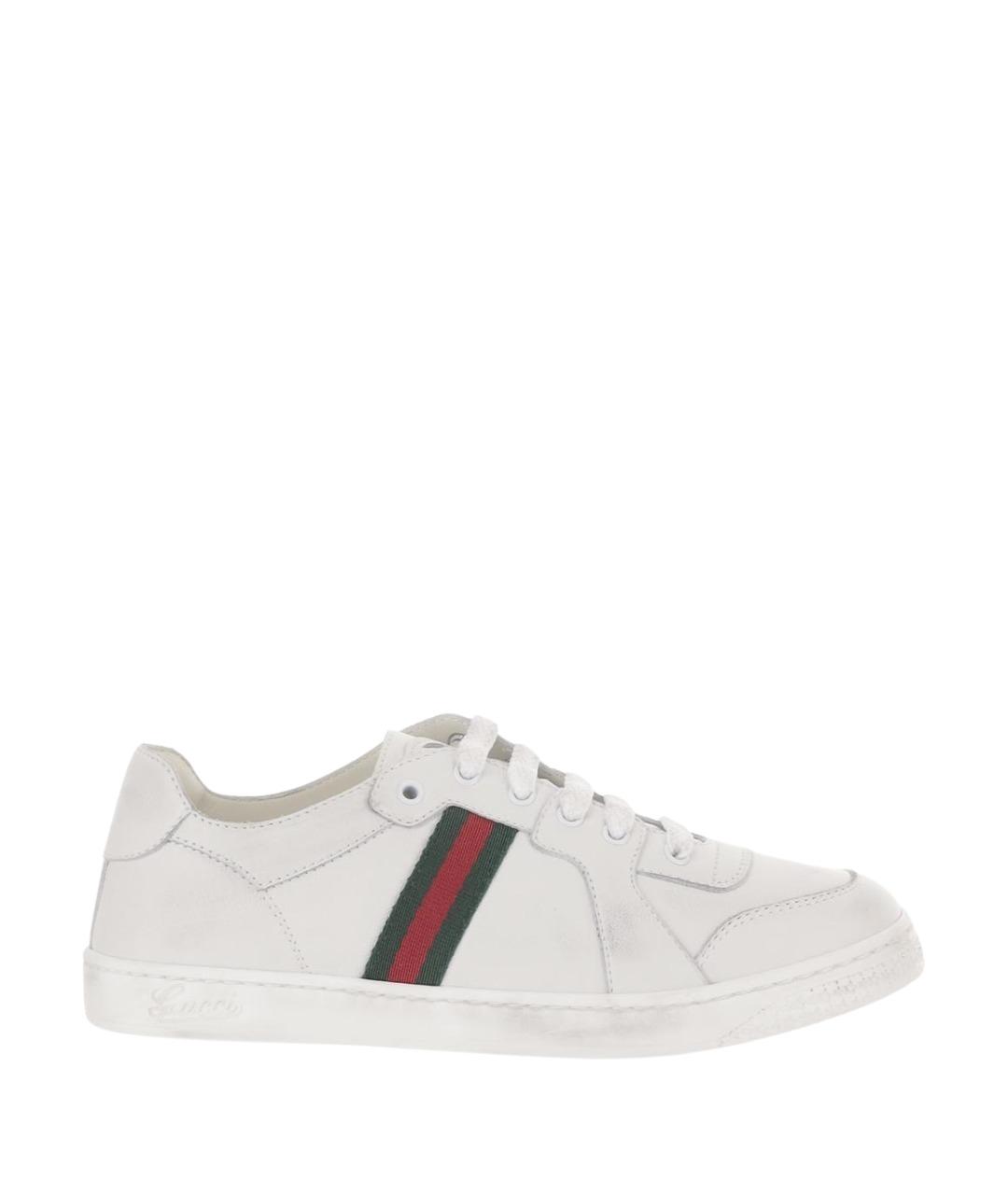 GUCCI Белые кожаные кеды, фото 1