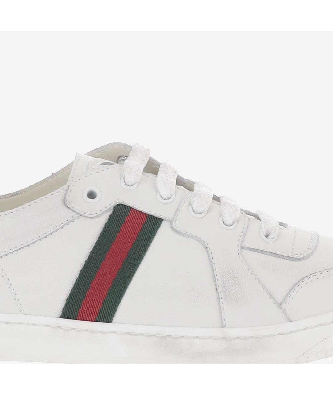 GUCCI Белые кожаные кеды, фото 5