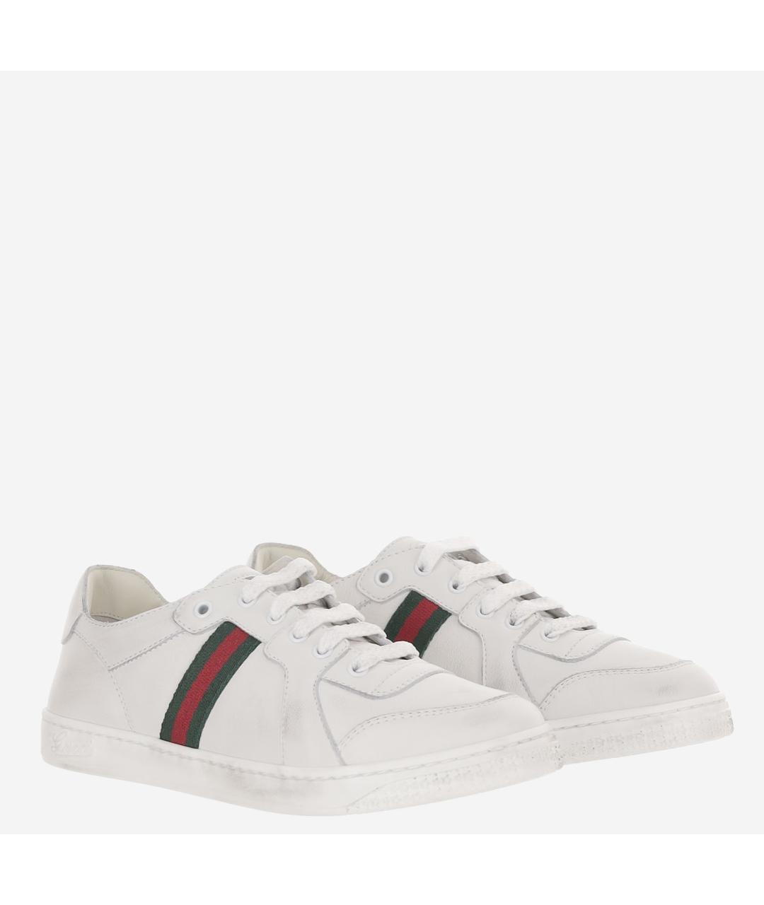 GUCCI Белые кожаные кеды, фото 3