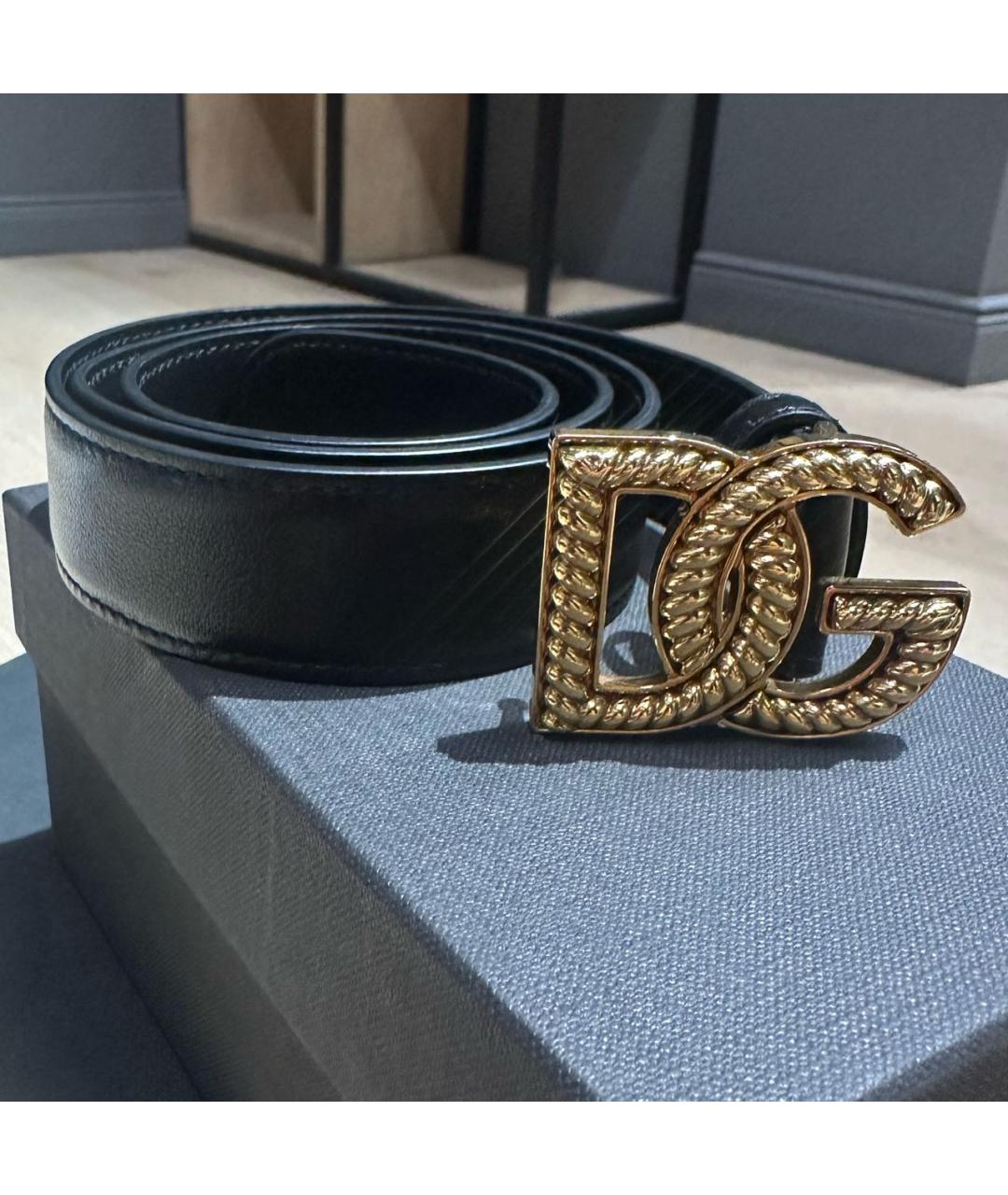 DOLCE&GABBANA Черный кожаный ремень, фото 5