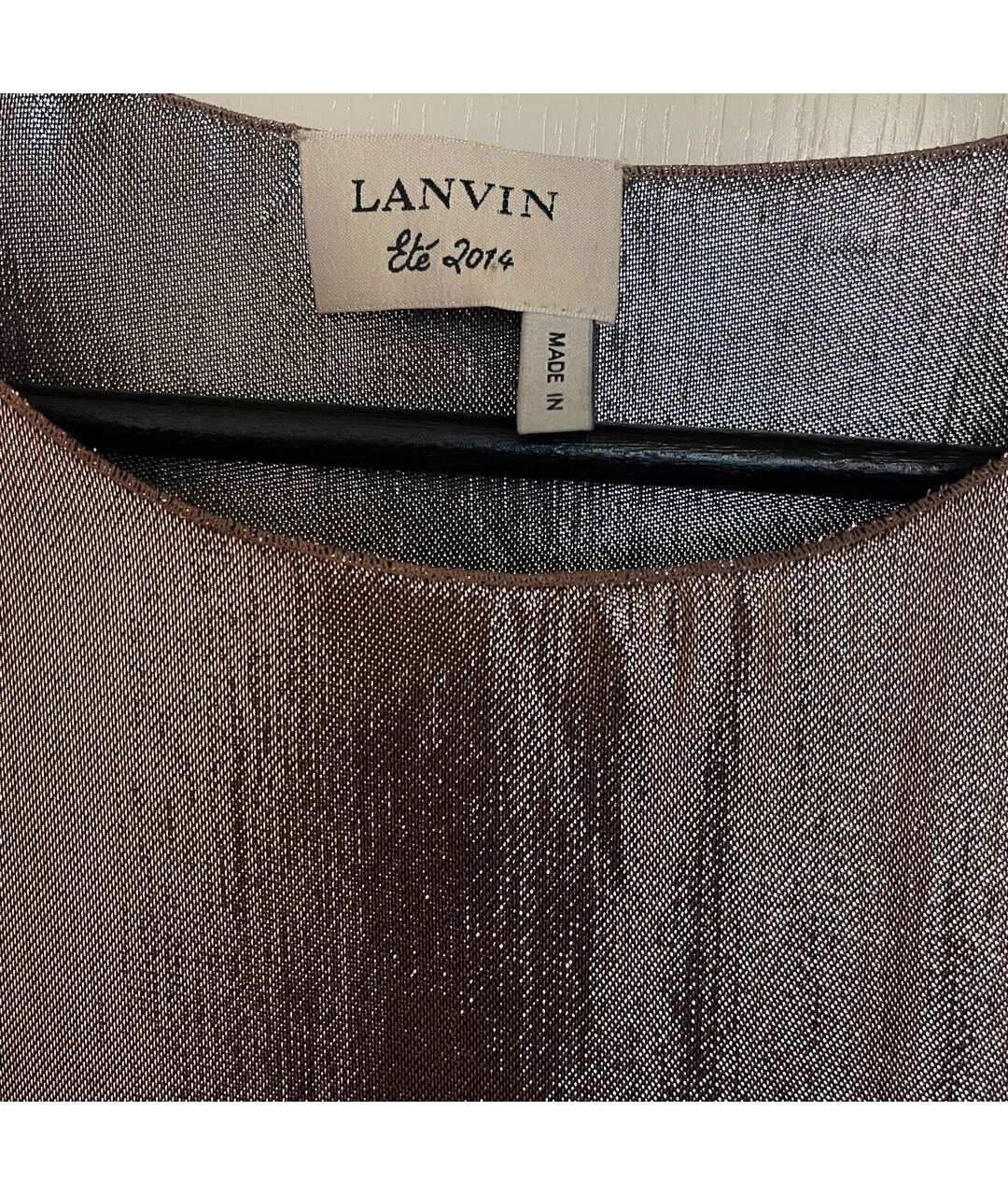 LANVIN Золотая шелковая футболка, фото 4