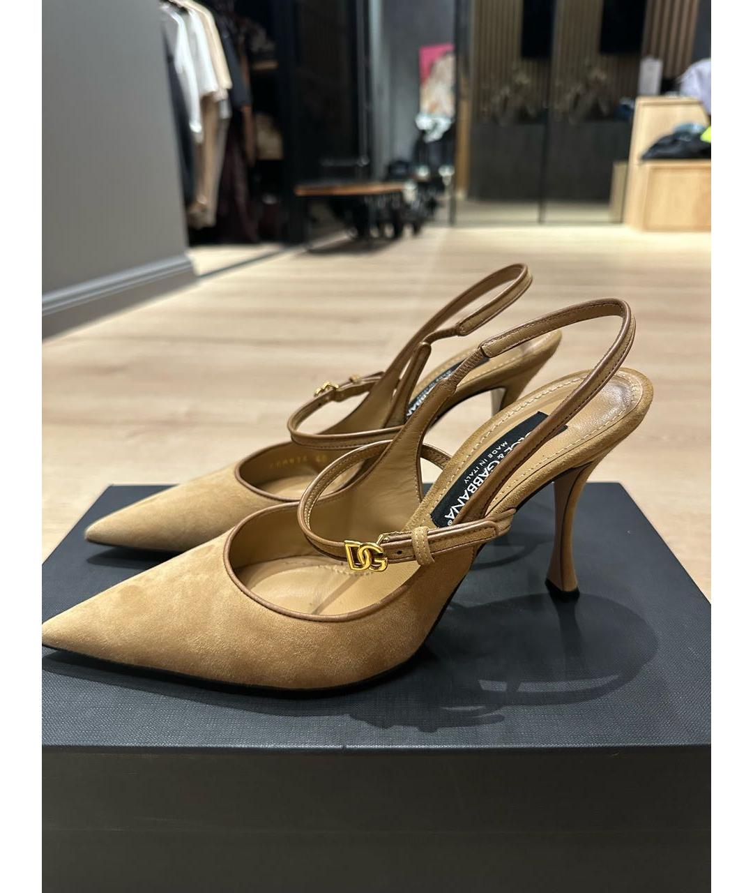 DOLCE&GABBANA Бежевые замшевые туфли, фото 5